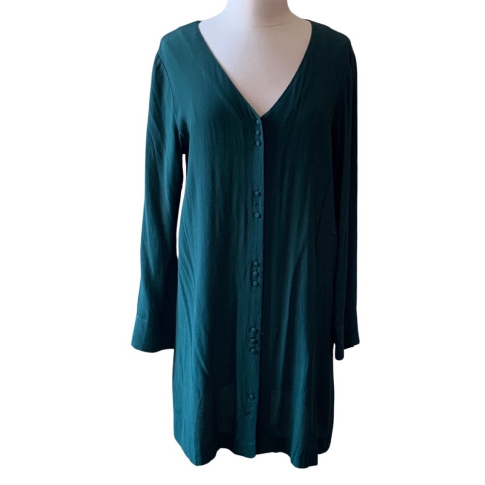 Madewell Green Long Sleeve Button Down Dress